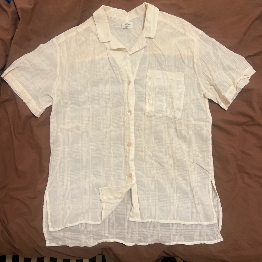 wilfred linen short sleeve button up size xs